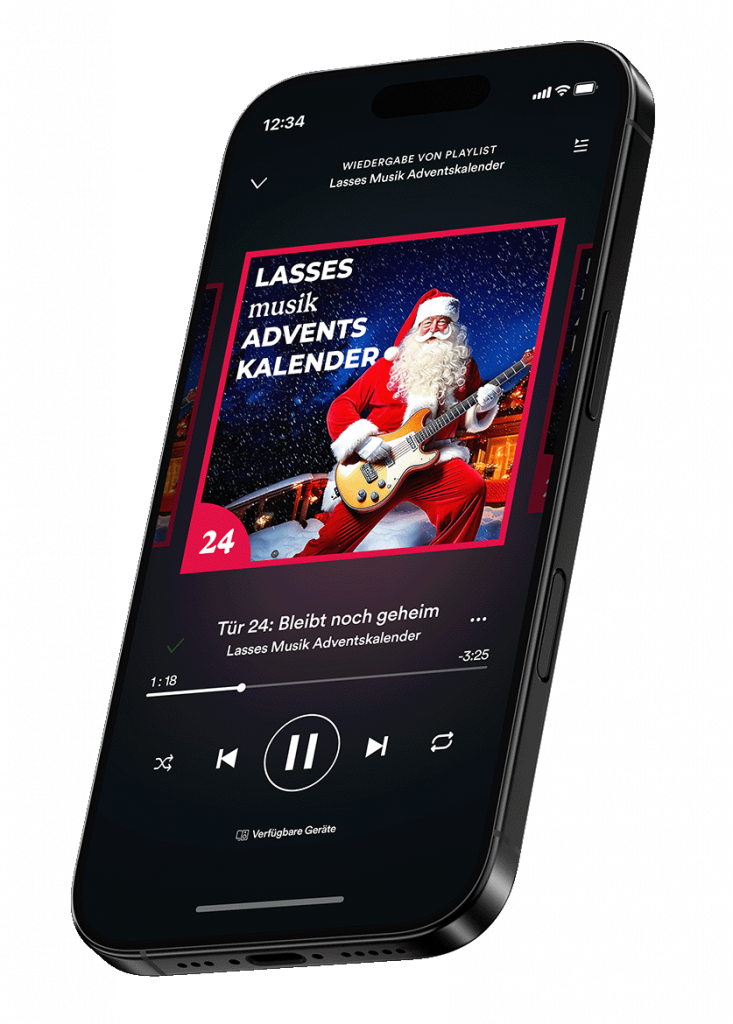 Spotify Player mit Lasses Musik Adventskalender Folge geöffnet